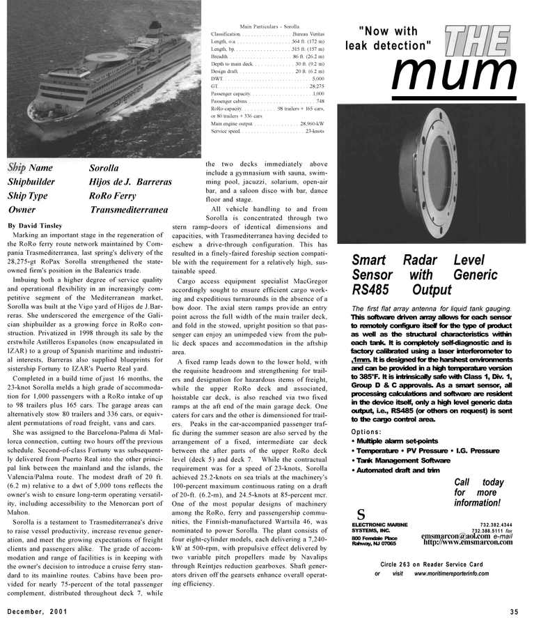 Maritime Reporter Magazine, page 35,  Dec 2001