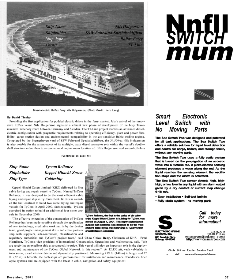 Maritime Reporter Magazine, page 37,  Dec 2001