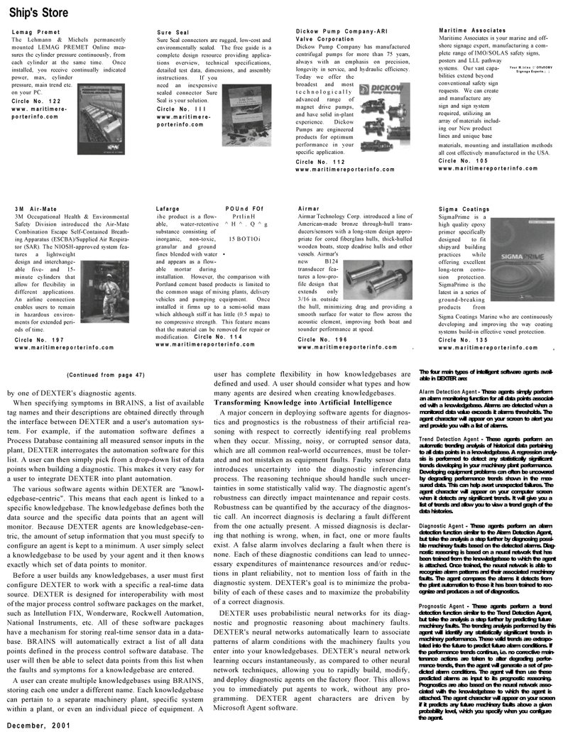 Maritime Reporter Magazine, page 53,  Dec 2001