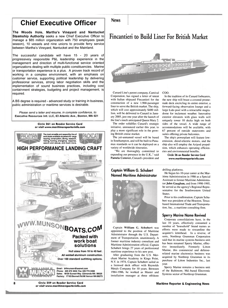 Maritime Reporter Magazine, page 11,  Jan 2002