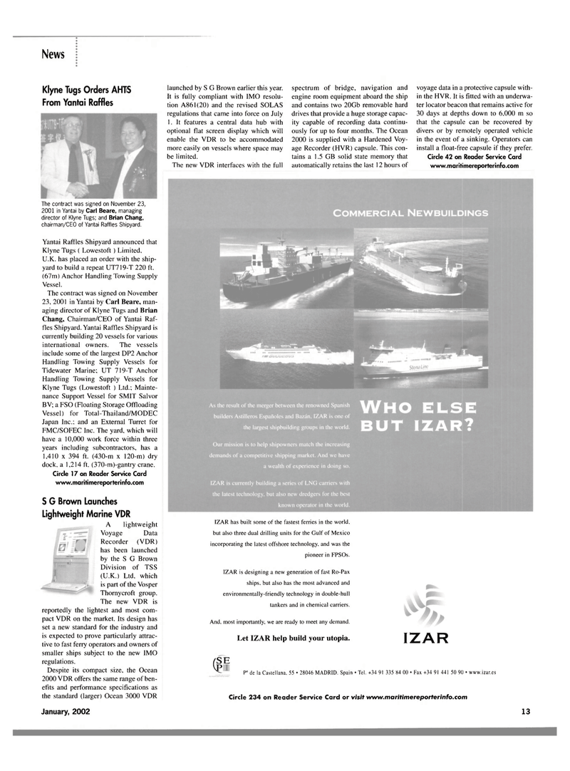 Maritime Reporter Magazine, page 16,  Jan 2002