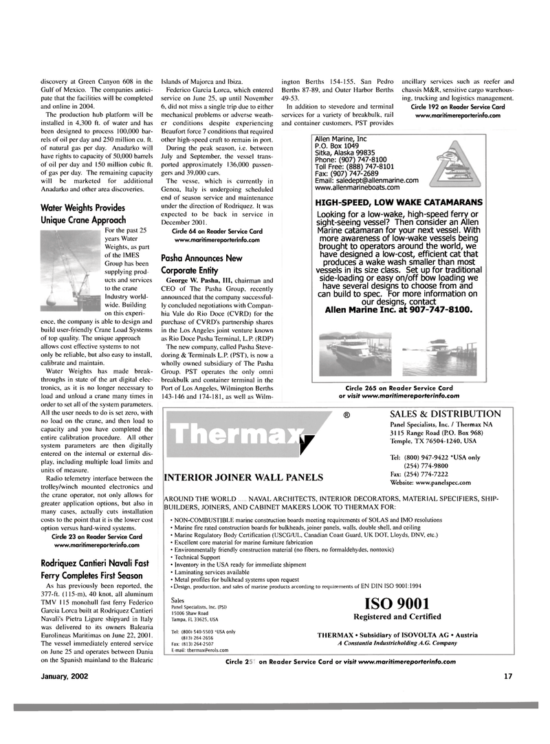 Maritime Reporter Magazine, page 20,  Jan 2002