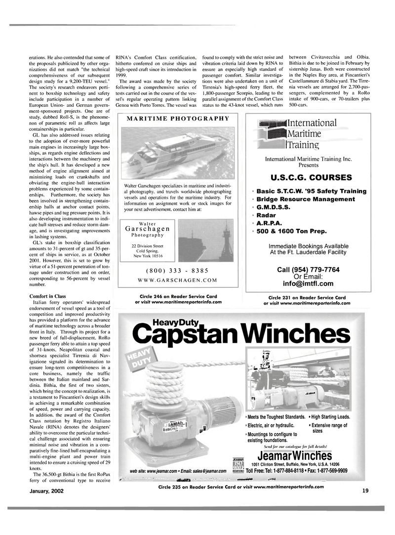 Maritime Reporter Magazine, page 22,  Jan 2002