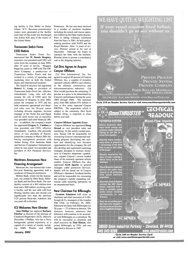 Maritime Reporter Magazine, page 24,  Jan 2002