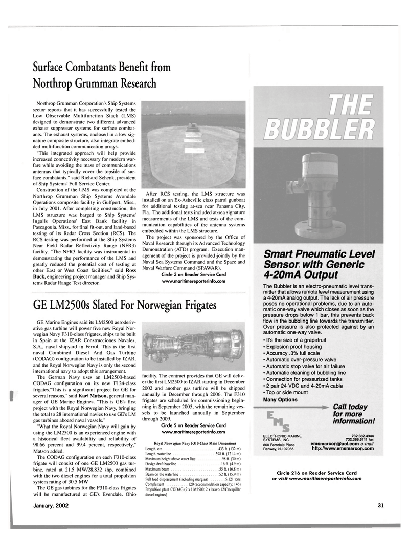 Maritime Reporter Magazine, page 34,  Jan 2002