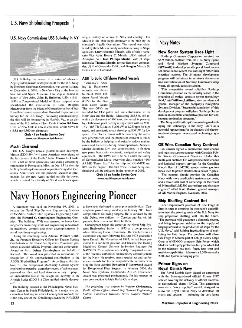 Maritime Reporter Magazine, page 35,  Jan 2002