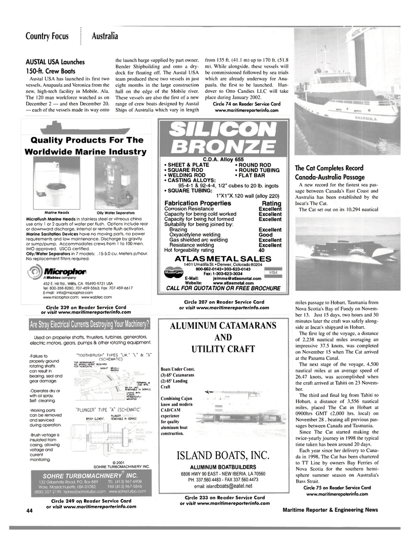 Maritime Reporter Magazine, page 47,  Jan 2002