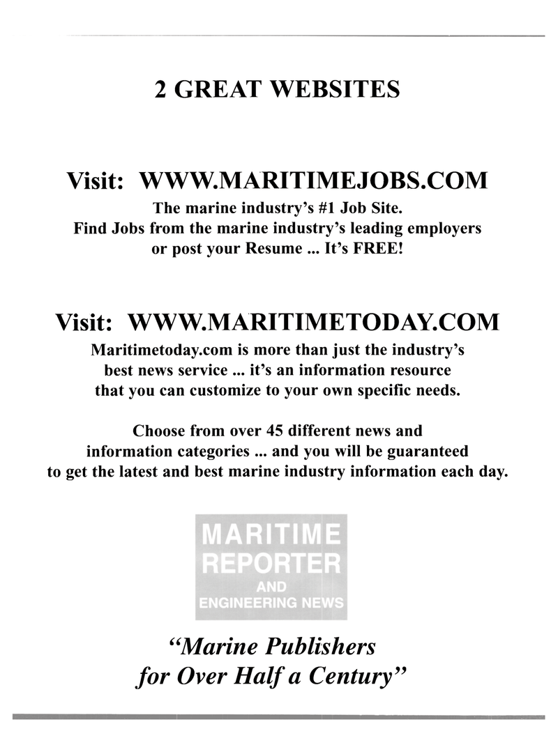 Maritime Reporter Magazine, page 4th Cover,  Jan 2002