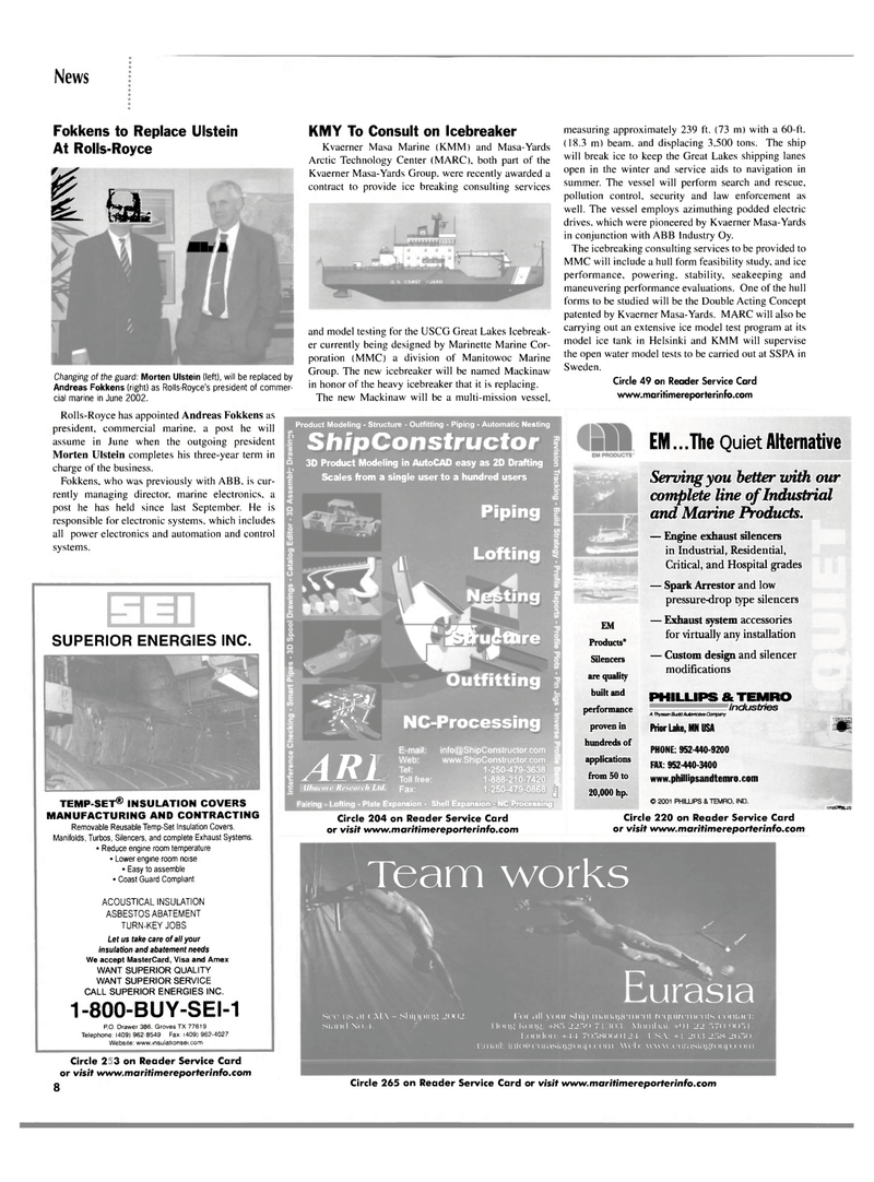 Maritime Reporter Magazine, page 8,  Mar 2002
