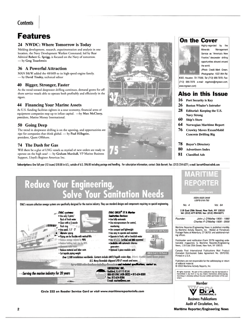 Maritime Reporter Magazine, page 2,  Apr 2002