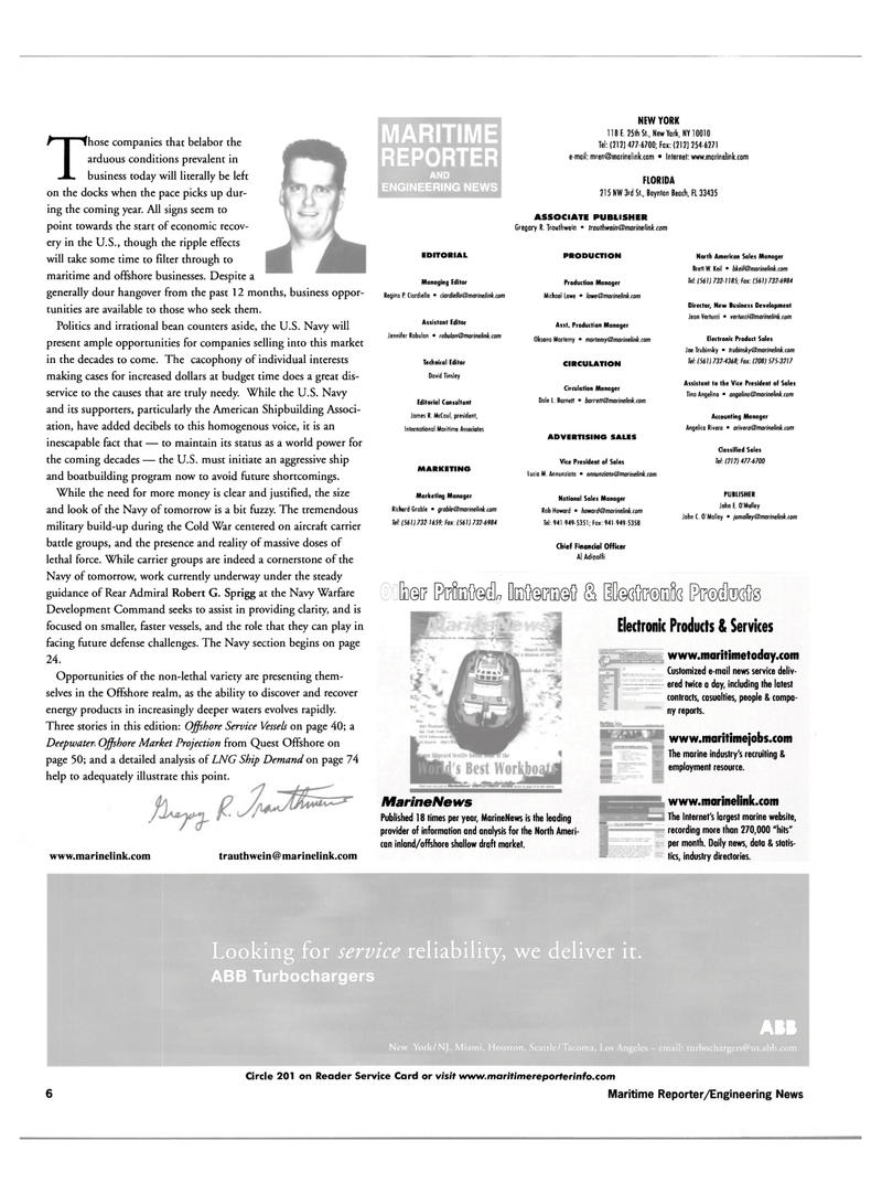 Maritime Reporter Magazine, page 6,  Apr 2002