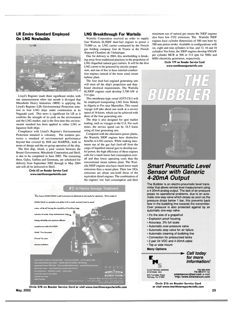 Maritime Reporter Magazine, page 3rd Cover,  May 2002