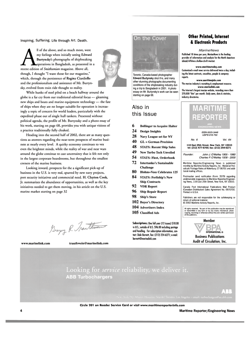 Maritime Reporter Magazine, page 4,  Jun 2002