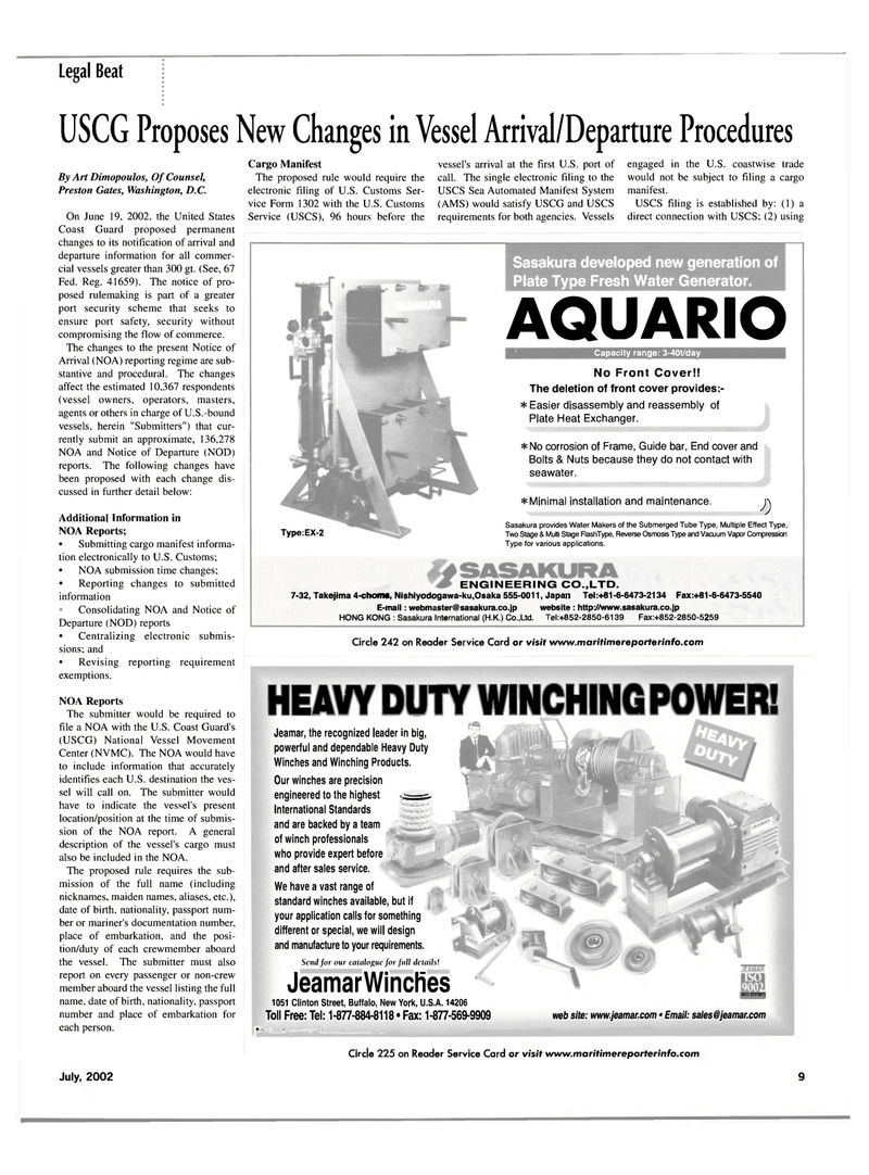 Maritime Reporter Magazine, page 9,  Jul 2002