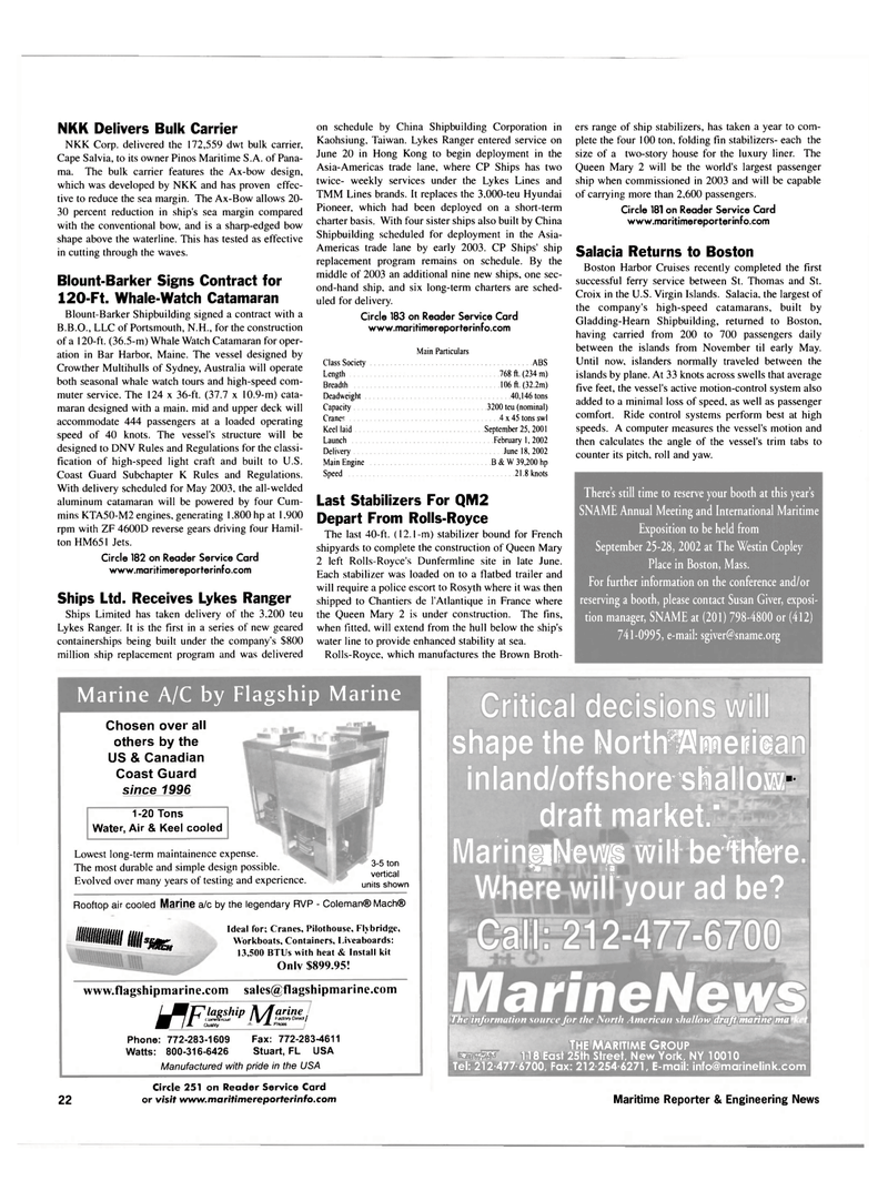 Maritime Reporter Magazine, page 22,  Jul 2002
