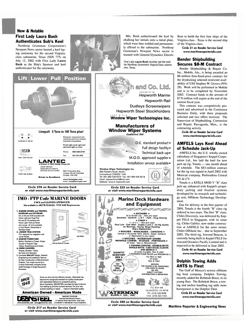 Maritime Reporter Magazine, page 12,  Aug 2002
