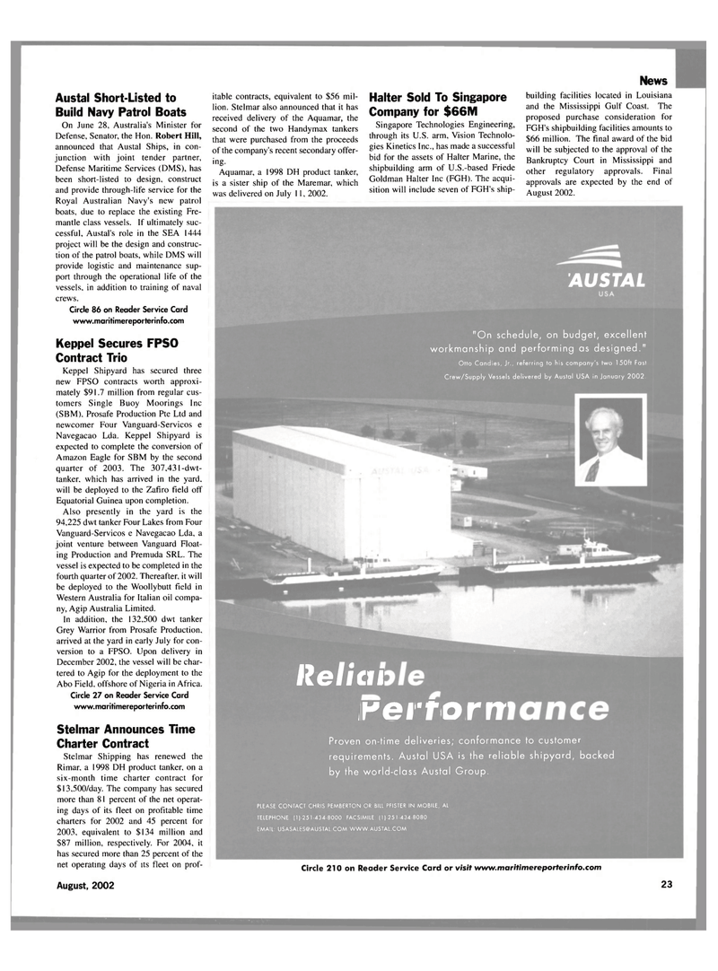 Maritime Reporter Magazine, page 25,  Aug 2002