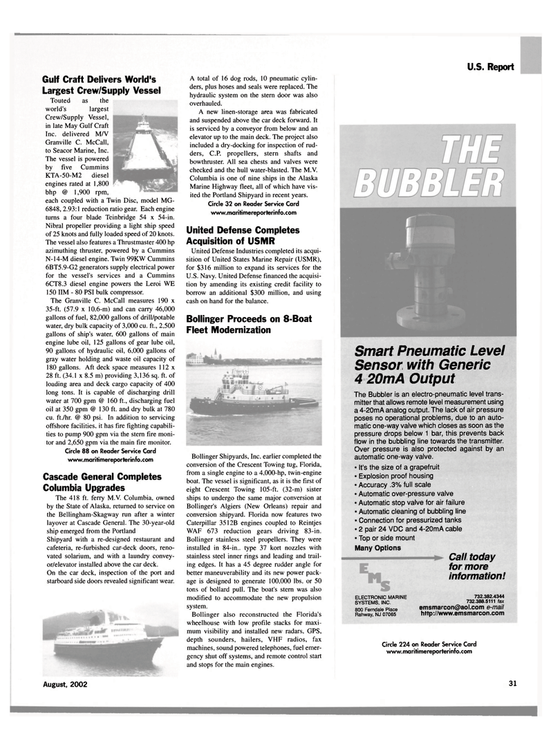 Maritime Reporter Magazine, page 33,  Aug 2002