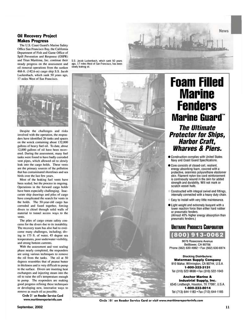 Maritime Reporter Magazine, page 11,  Sep 2002