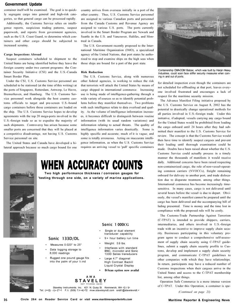 Maritime Reporter Magazine, page 16,  Oct 2002