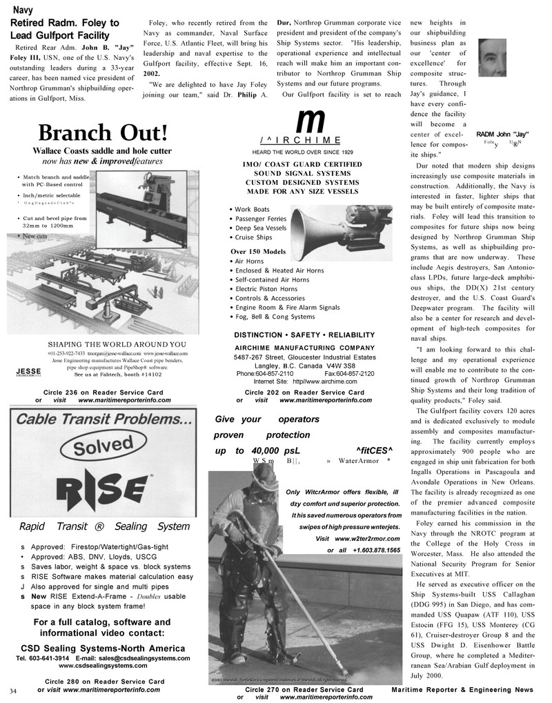 Maritime Reporter Magazine, page 34,  Oct 2002