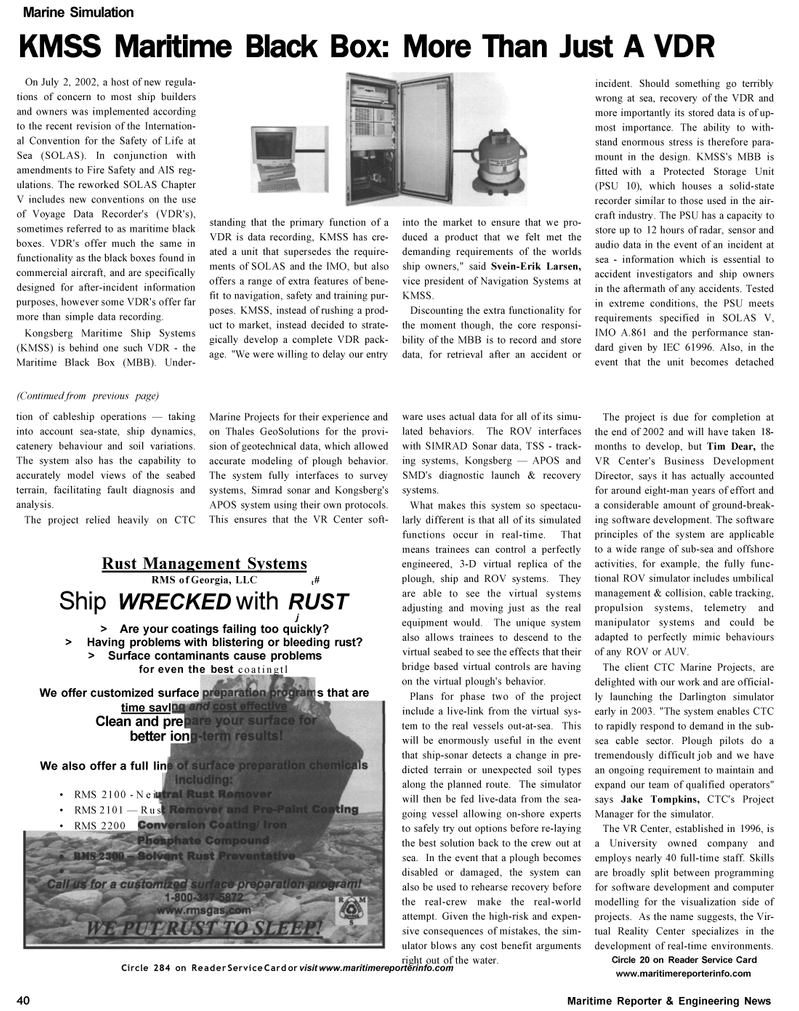 Maritime Reporter Magazine, page 40,  Oct 2002