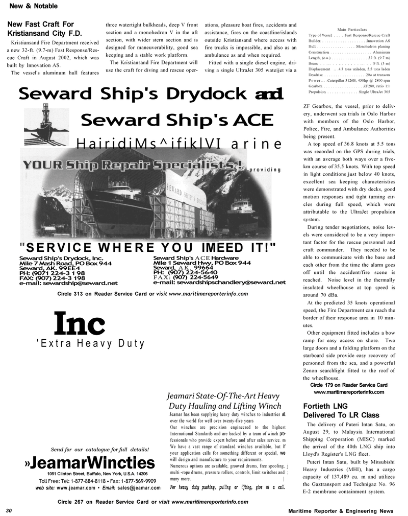 Maritime Reporter Magazine, page 30,  Nov 2002