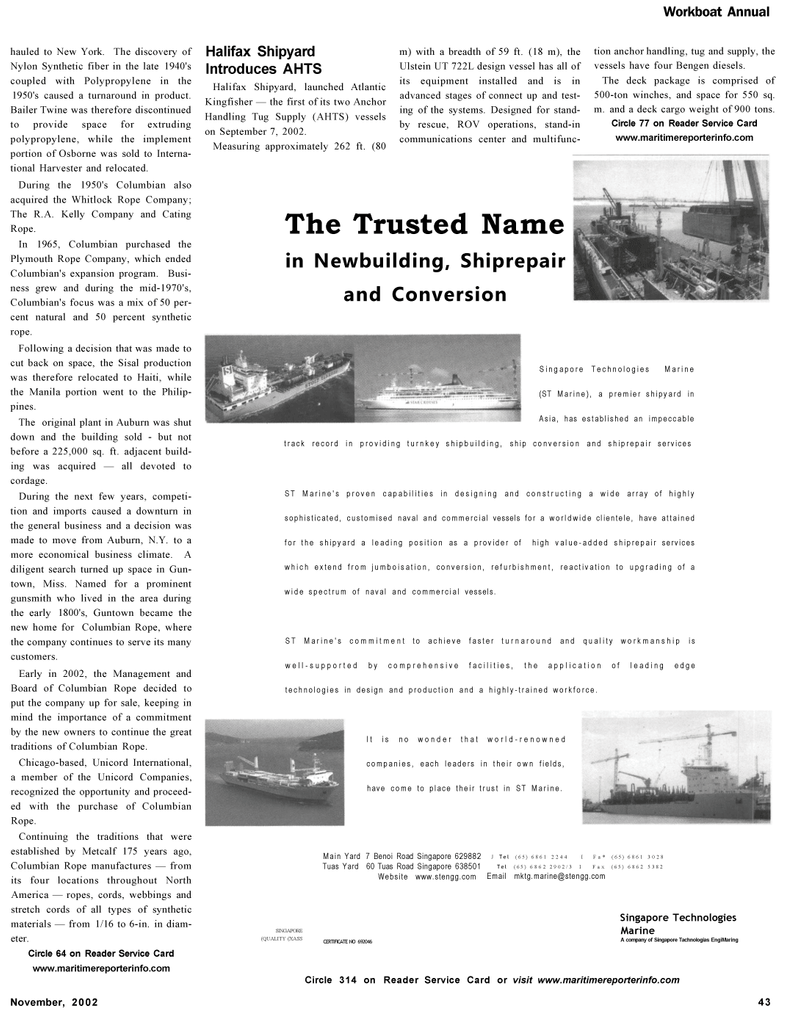Maritime Reporter Magazine, page 43,  Nov 2002
