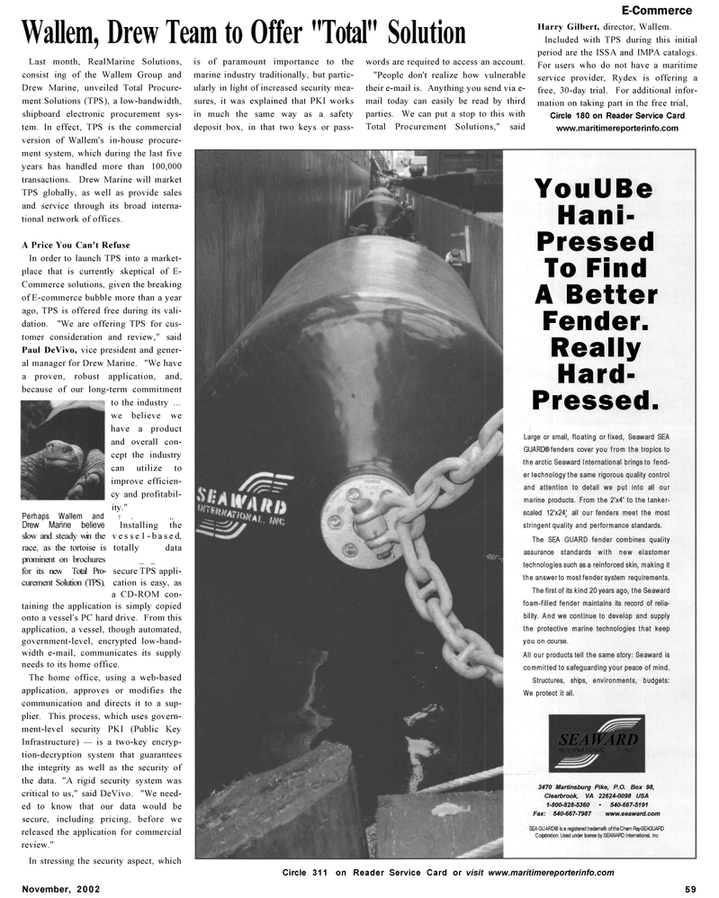 Maritime Reporter Magazine, page 59,  Nov 2002