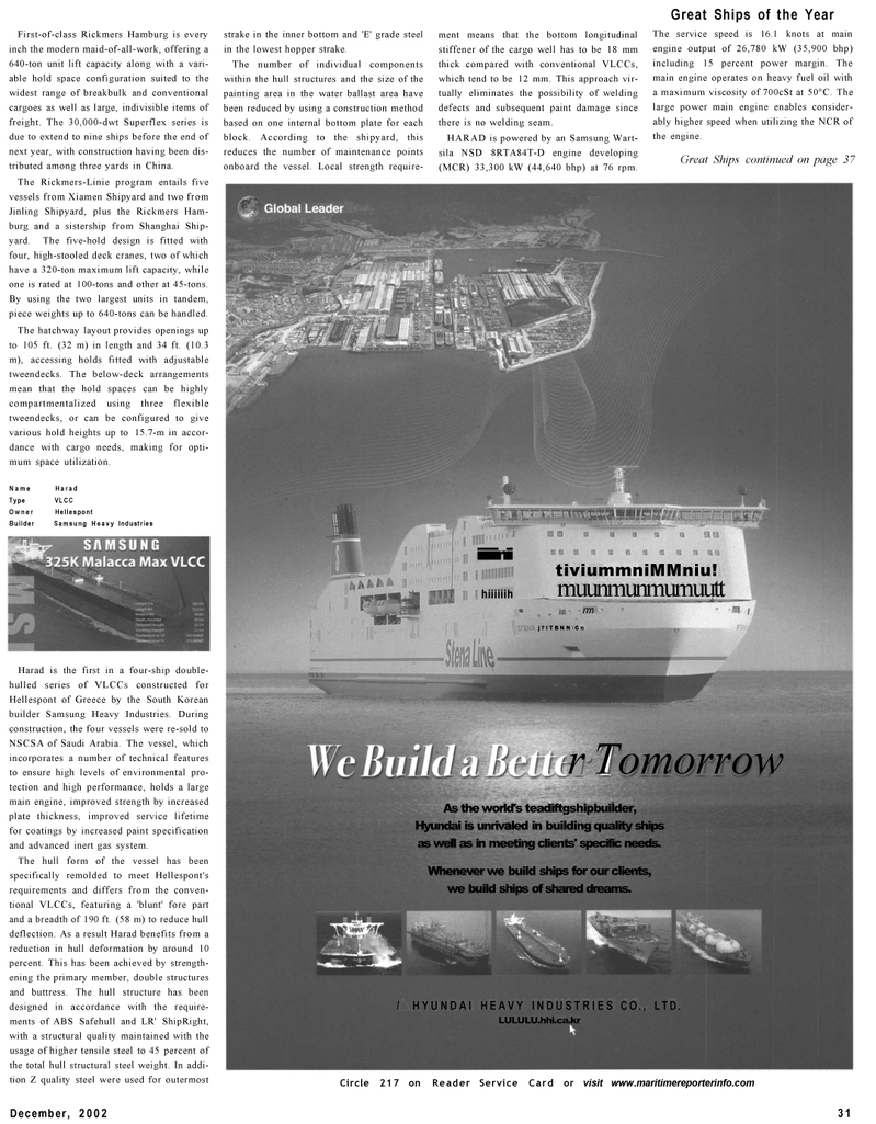 Maritime Reporter Magazine, page 31,  Dec 2002