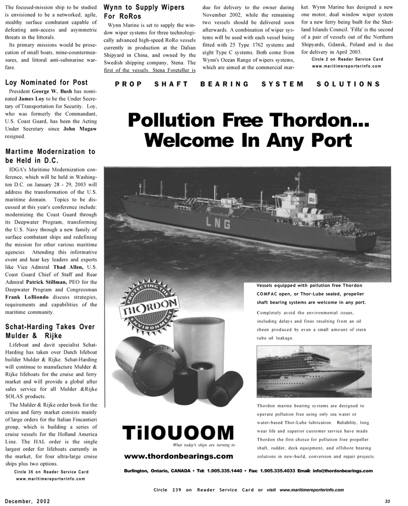 Maritime Reporter Magazine, page 33,  Dec 2002