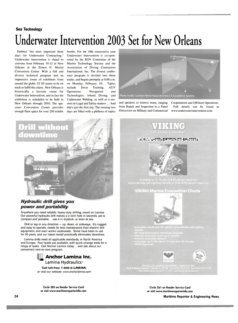 Maritime Reporter Magazine, page 24,  Jan 2003