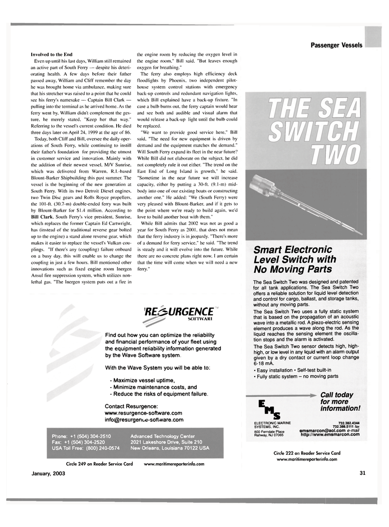 Maritime Reporter Magazine, page 31,  Jan 2003