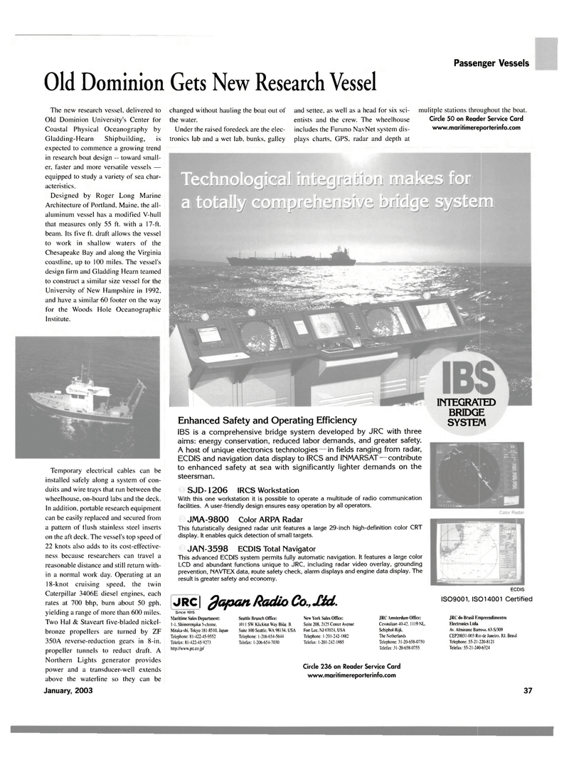 Maritime Reporter Magazine, page 37,  Jan 2003