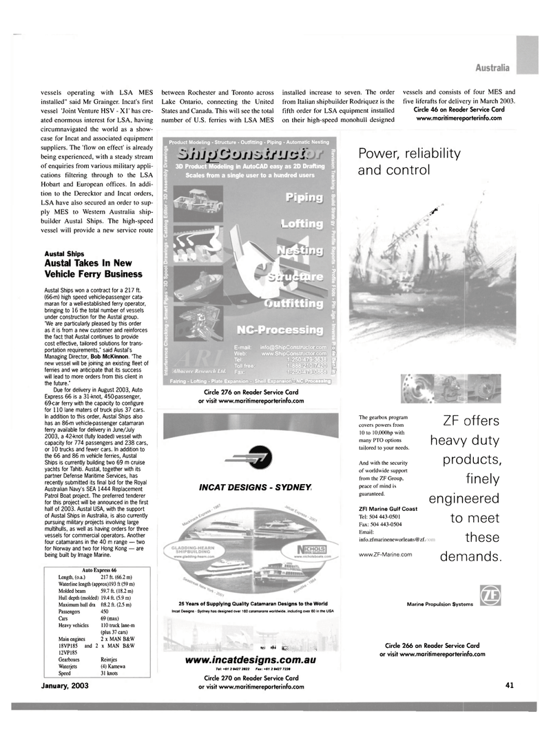 Maritime Reporter Magazine, page 41,  Jan 2003