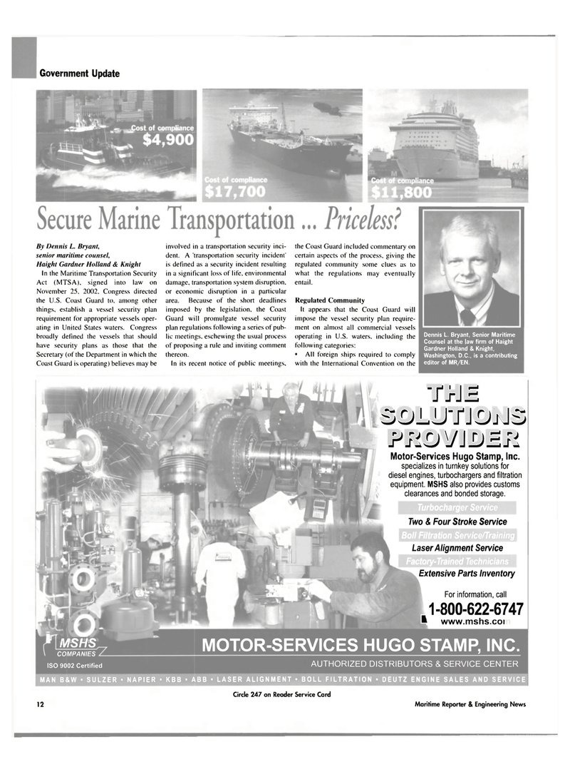 Maritime Reporter Magazine, page 12,  Feb 2003