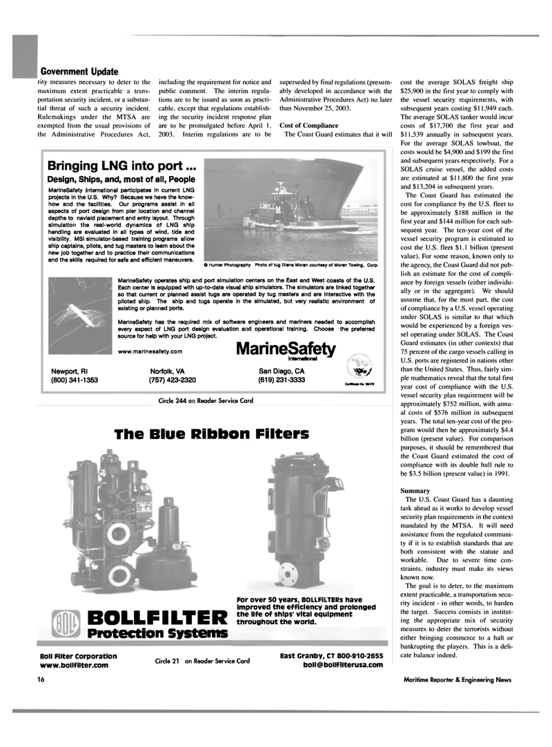 Maritime Reporter Magazine, page 16,  Feb 2003