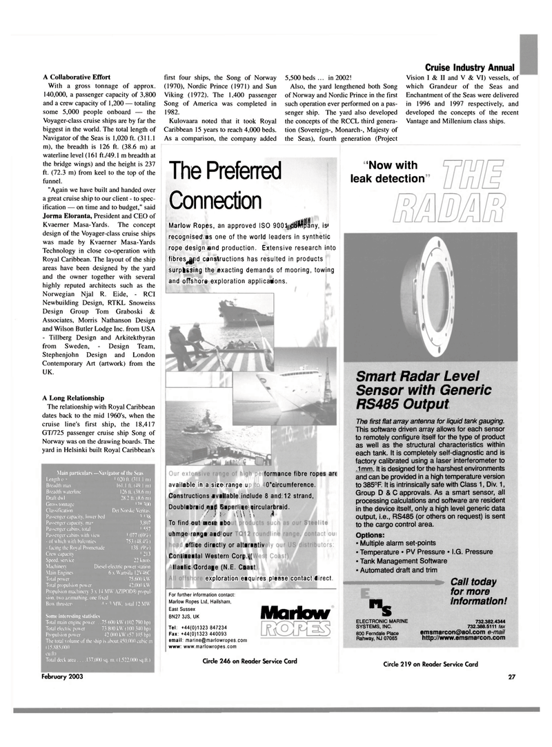 Maritime Reporter Magazine, page 27,  Feb 2003