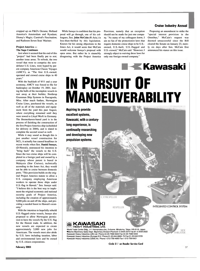 Maritime Reporter Magazine, page 37,  Feb 2003