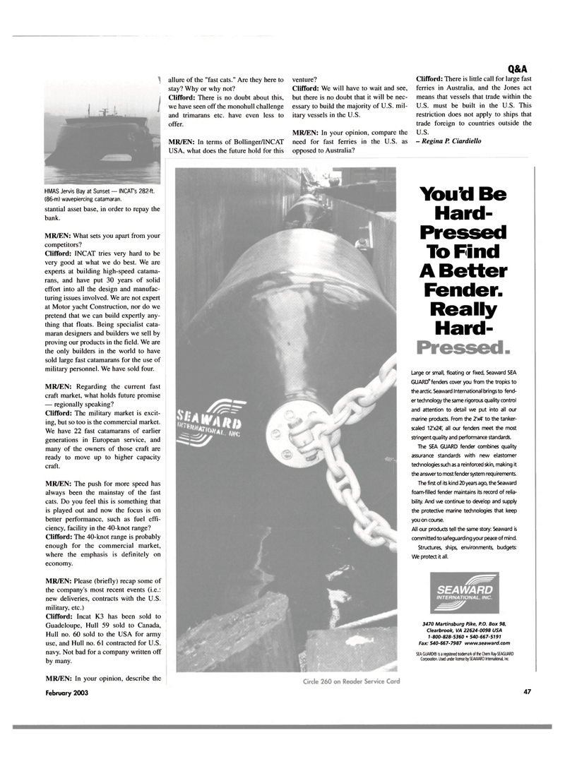 Maritime Reporter Magazine, page 47,  Feb 2003