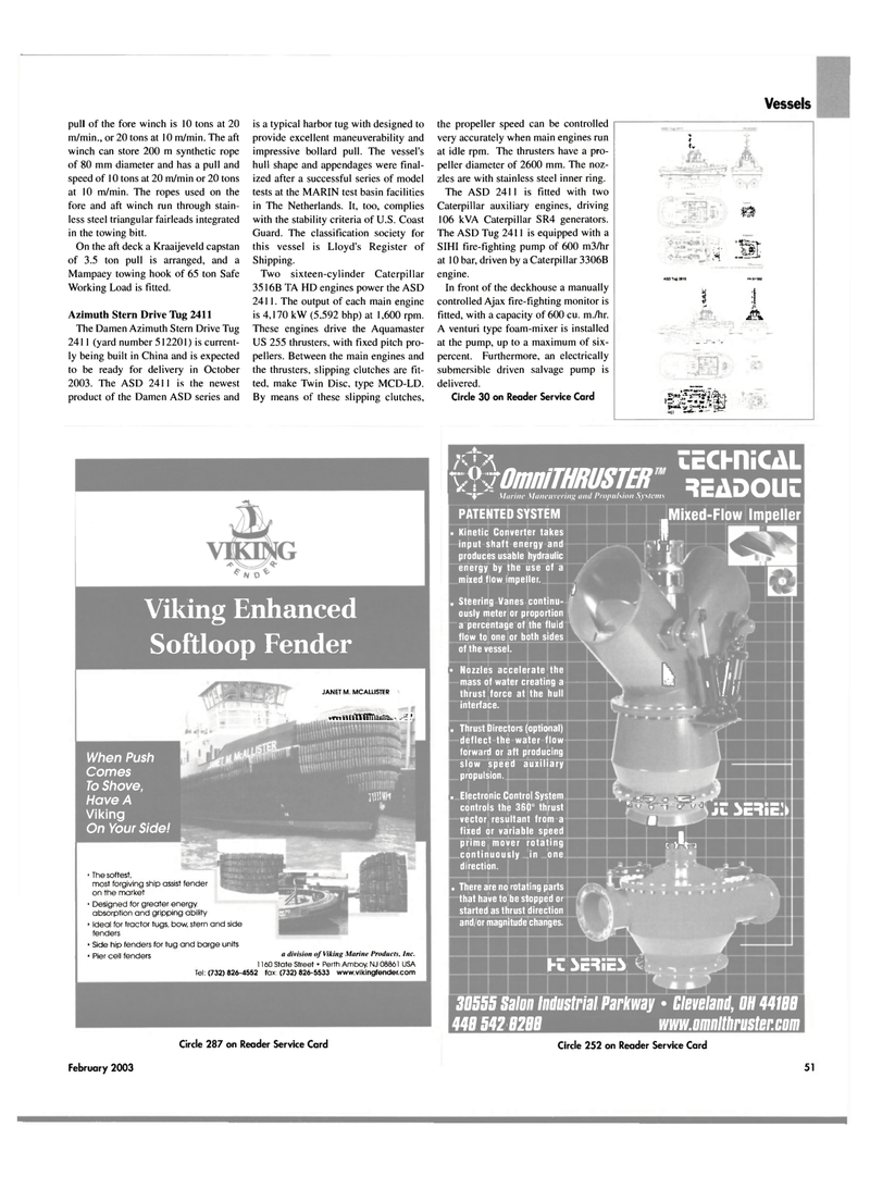 Maritime Reporter Magazine, page 4th Cover,  Feb 2003