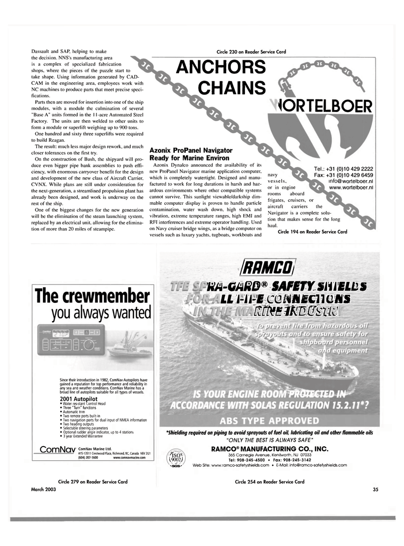 Maritime Reporter Magazine, page 35,  Mar 2003