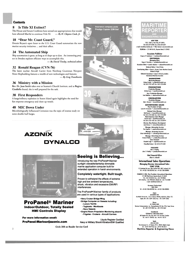 Maritime Reporter Magazine, page 2,  Mar 2003