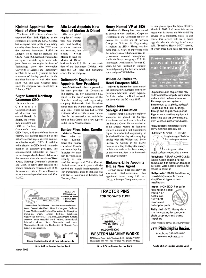 Maritime Reporter Magazine, page 45,  Mar 2003