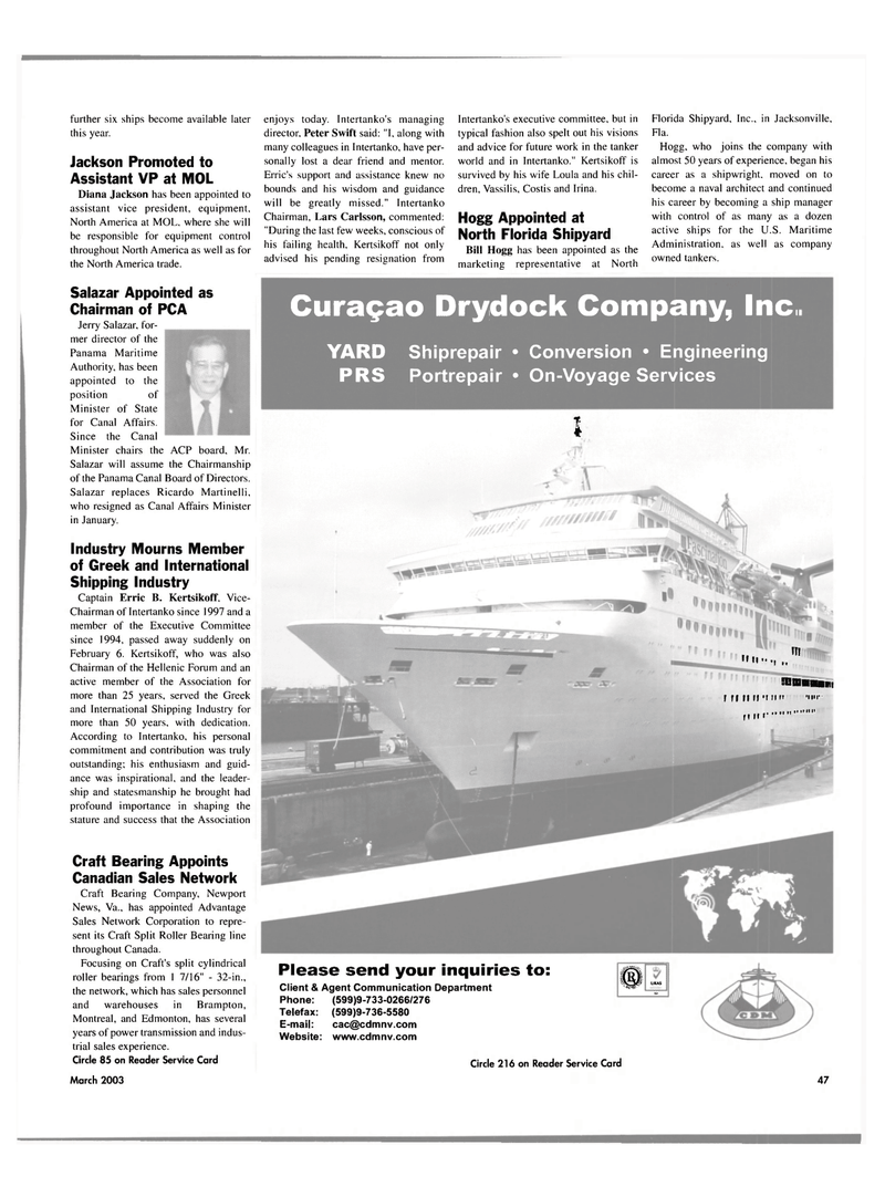 Maritime Reporter Magazine, page 47,  Mar 2003