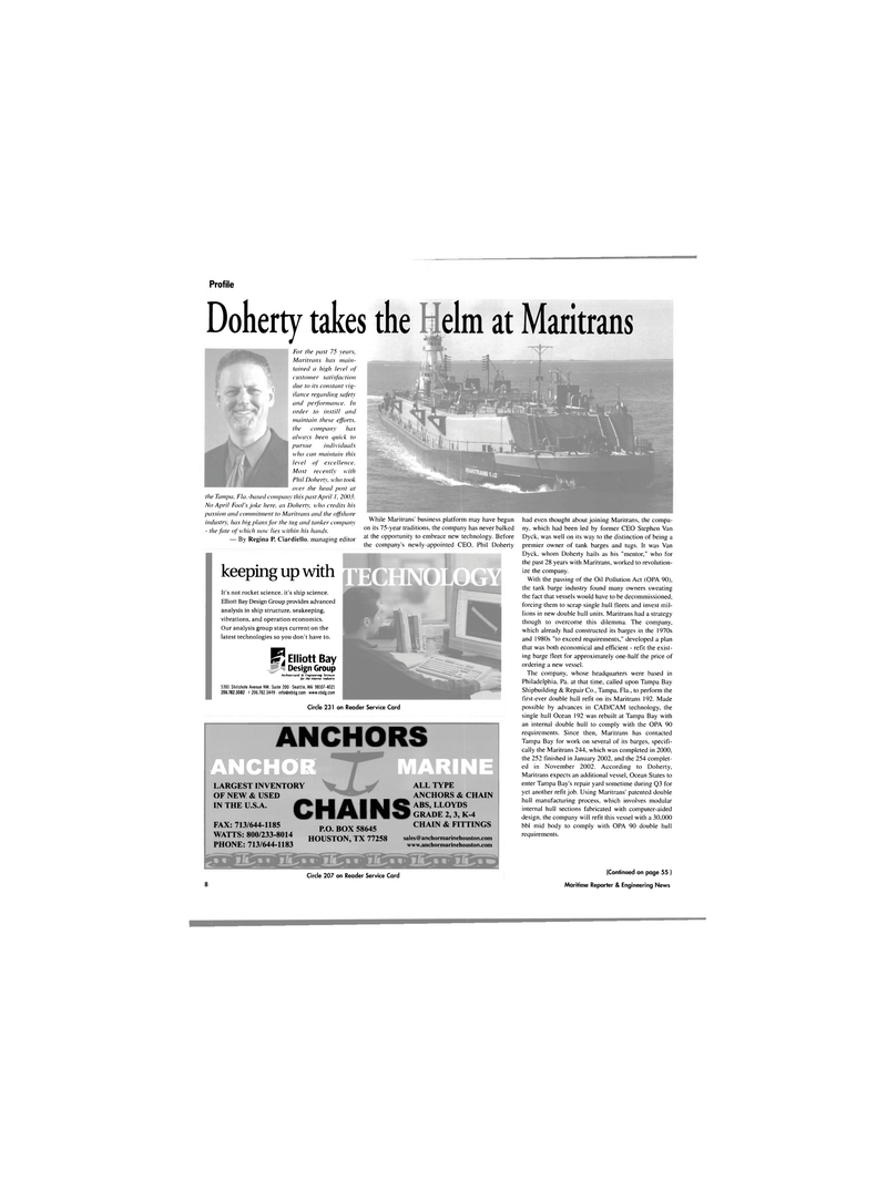 Maritime Reporter Magazine, page 8,  Apr 2003