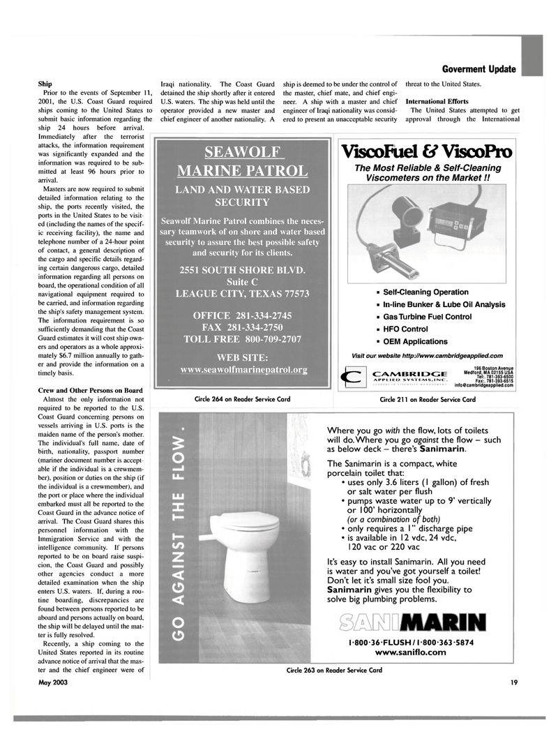 Maritime Reporter Magazine, page 19,  May 2003