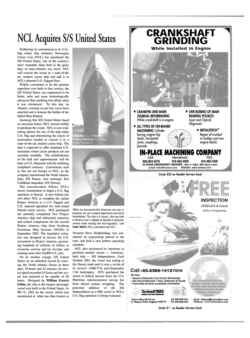 Maritime Reporter Magazine, page 23,  May 2003