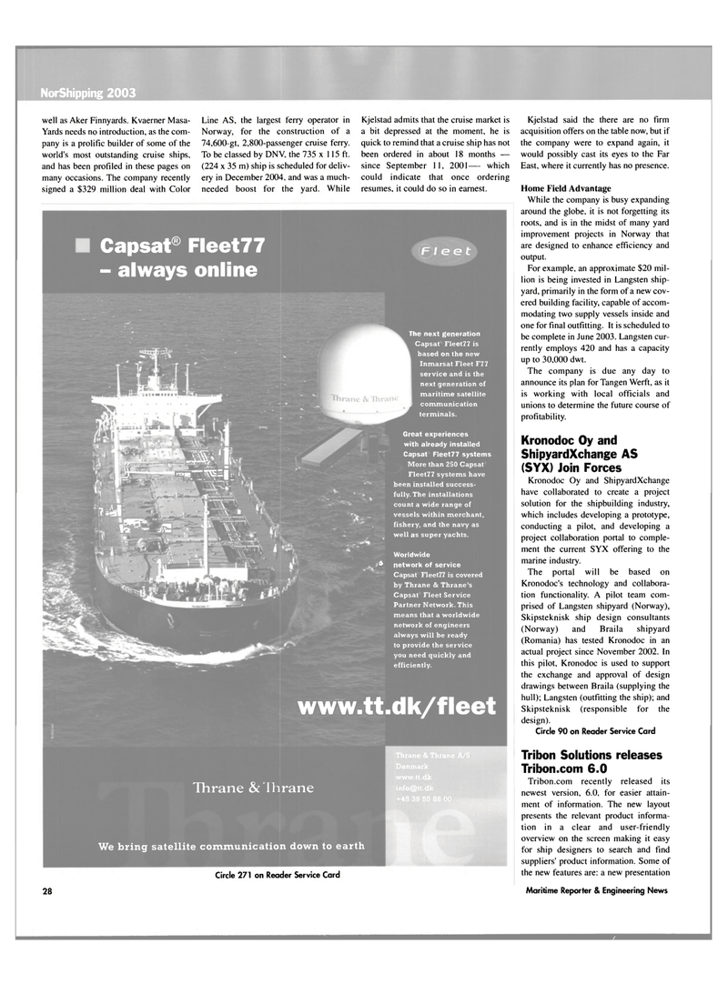 Maritime Reporter Magazine, page 28,  May 2003