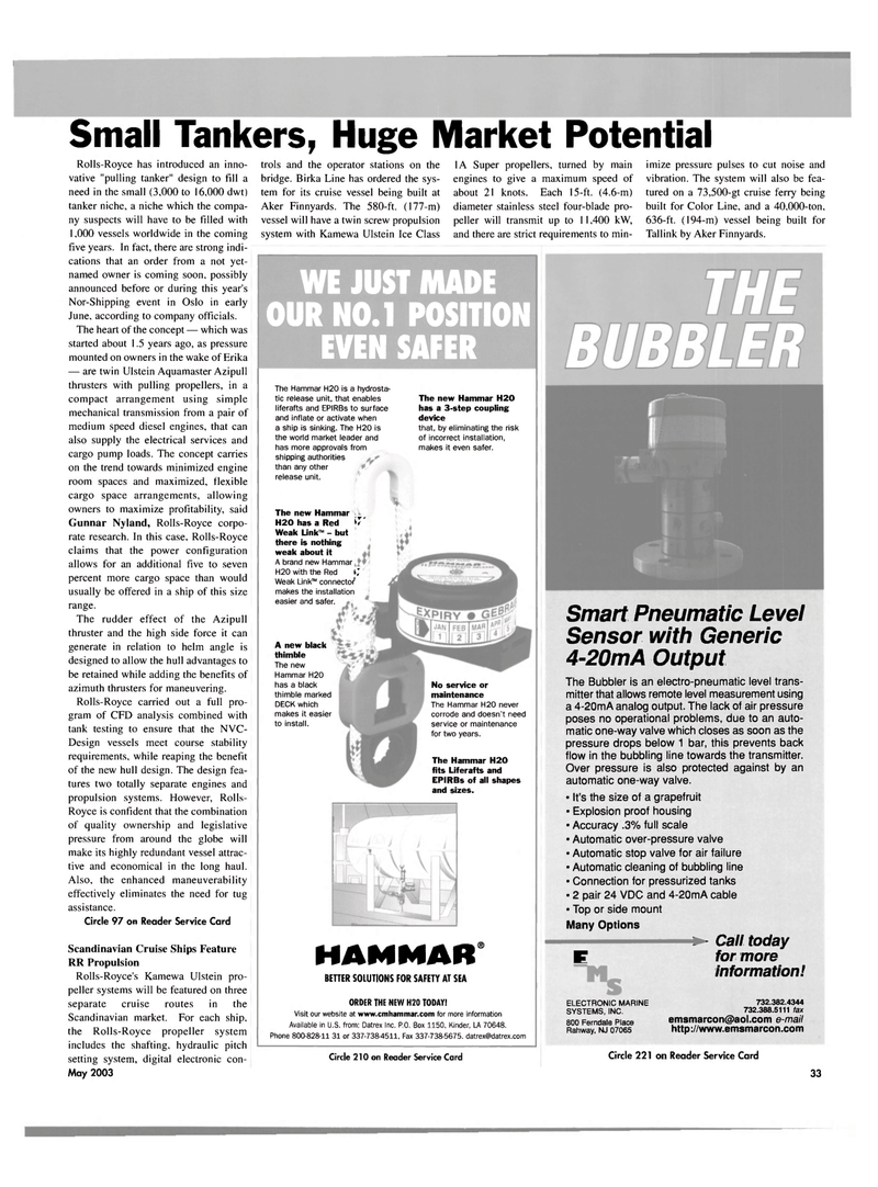 Maritime Reporter Magazine, page 33,  May 2003